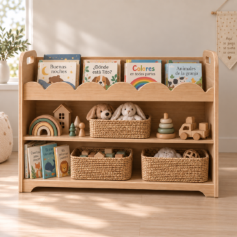 juguetero y biblioteca montessori